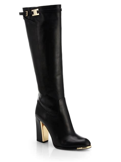 michael kors black leather booties|Michael Kors thigh high boots.